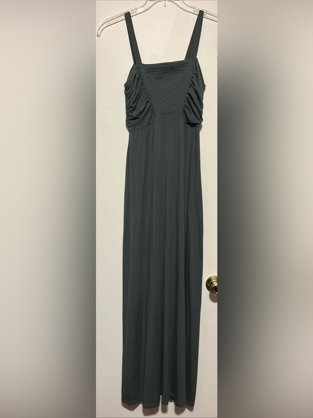 Design History Army Green Maxi Dress  - Flowing Jersey Panel
